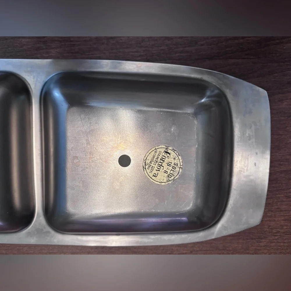 Cordova, 1969, Solid 18-8 Stainless Steel Double Serving Tray MCM